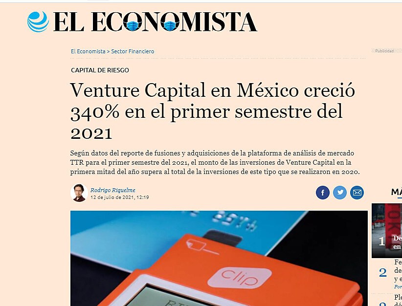 Venture Capital en Mxico creci 340% en el primer semestre del 2021